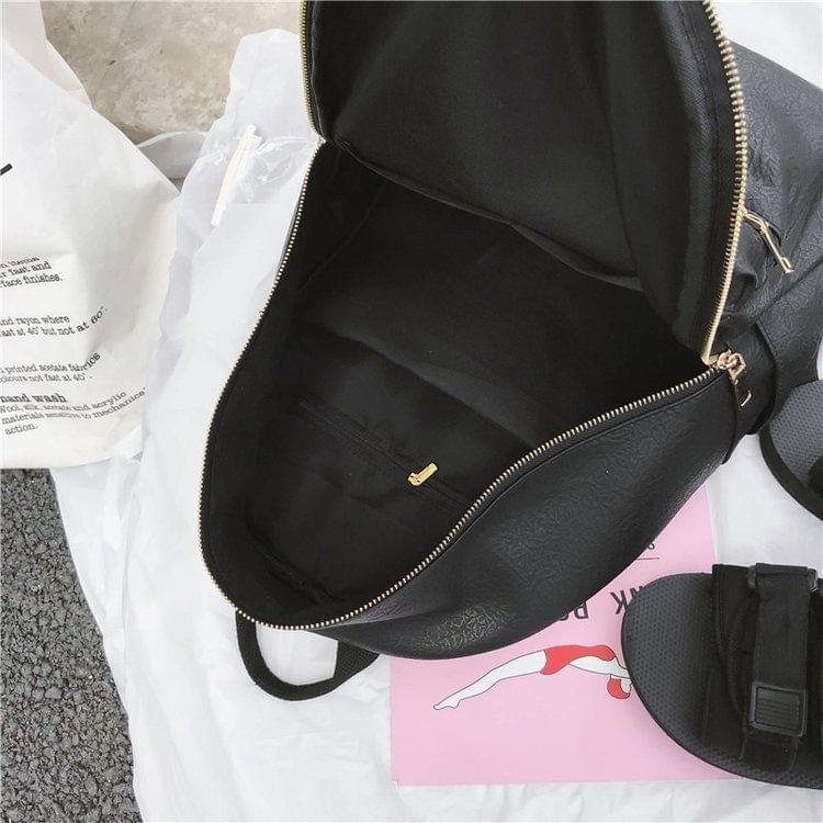 PU Leather Double Shoulders School Bag Travel Backpack Bag