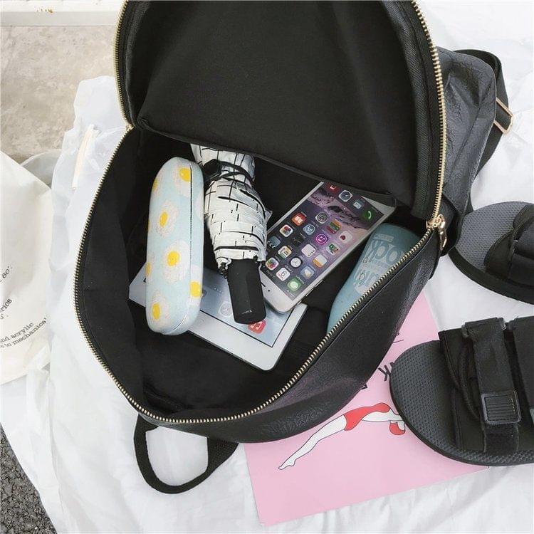 PU Leather Double Shoulders School Bag Travel Backpack Bag