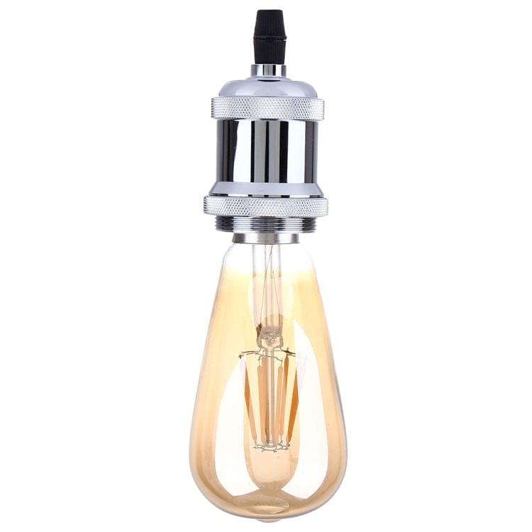 E27 Retro Vintage Screw Bulb Base Lamp Bulb Holder, Not Included Light Bulb, AC 85-265V(Silver)