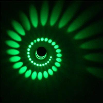 3W Modern Interior Creative Spiral Round Wall Lamp for Club, KTV, Corridor, Aisle, Background Wall Decoration Lamp Wall Mounted(Green Light)