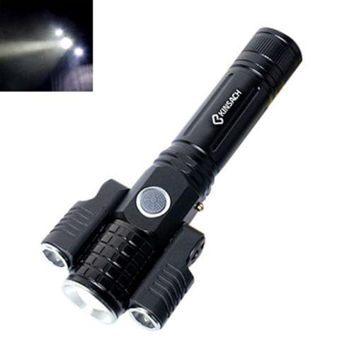 KS-738 USB Charging Waterproof T6+XPE Zoomable LED Flashlight with 4-Modes