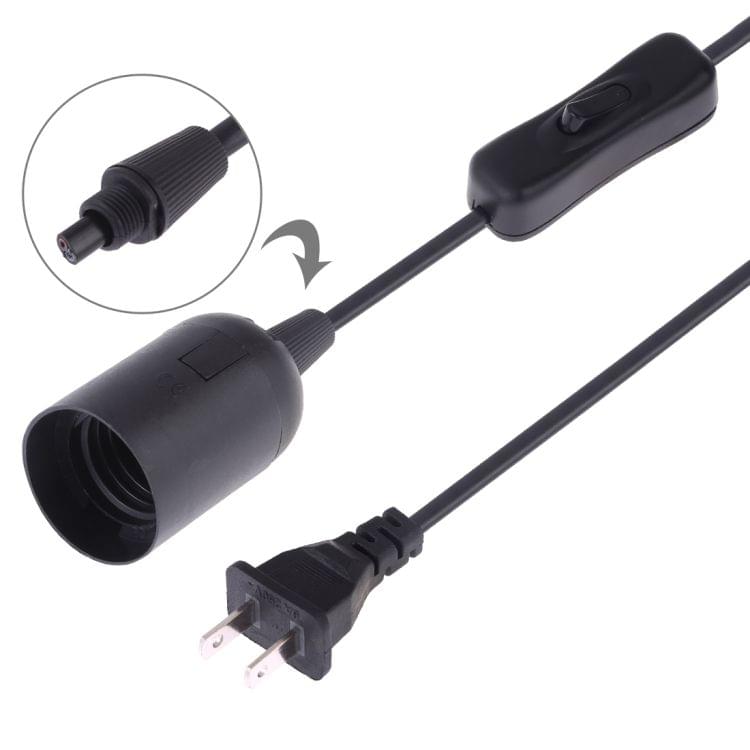 E27 Wire Cap Switch Lamp Holder Chandelier Power Socket with 1.5m Extension Cable, US Plug(Black)