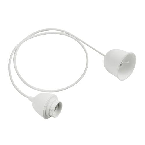 LAMPZ00E S1-06 E27 Screw Bulb Base Lamp Bulb Holder with 1m Electric Wire, Not Included Light Bulb, AC 220V, VDE Certificated(White)