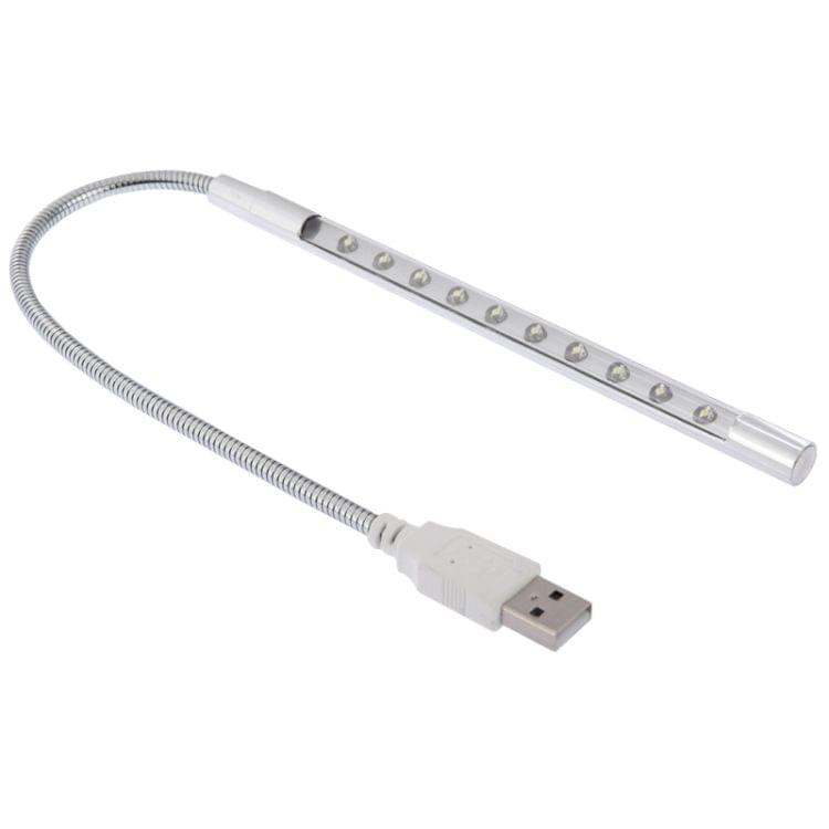 Portable Ultra Bright USB LED Light, 10-LED (Silver)