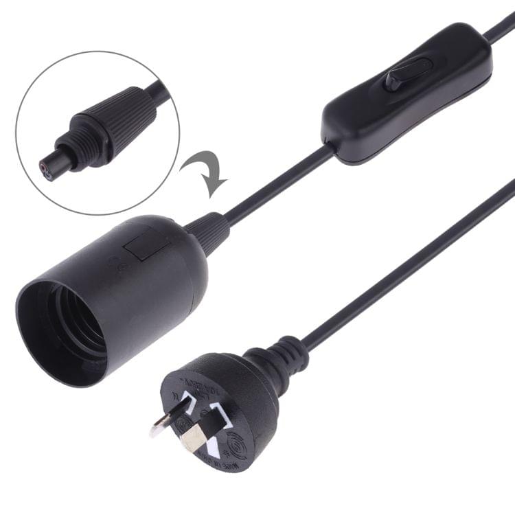 E27 Wire Cap Switch Lamp Holder Chandelier Power Socket with 1.2m Extension Cable, AU Plug(Black)