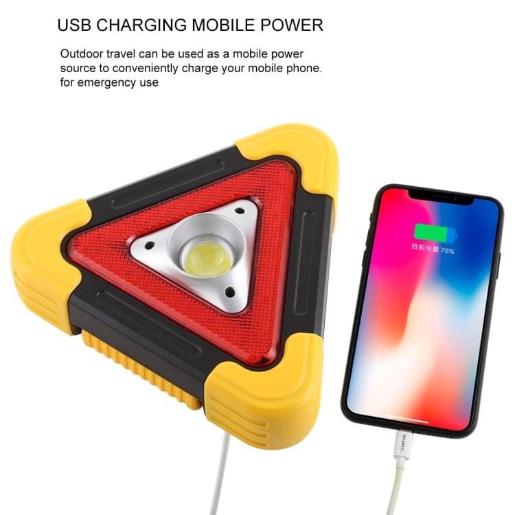 HB-6609 10W Multi-function Portable Triangle Shape Solar Powered COB LED Work Light