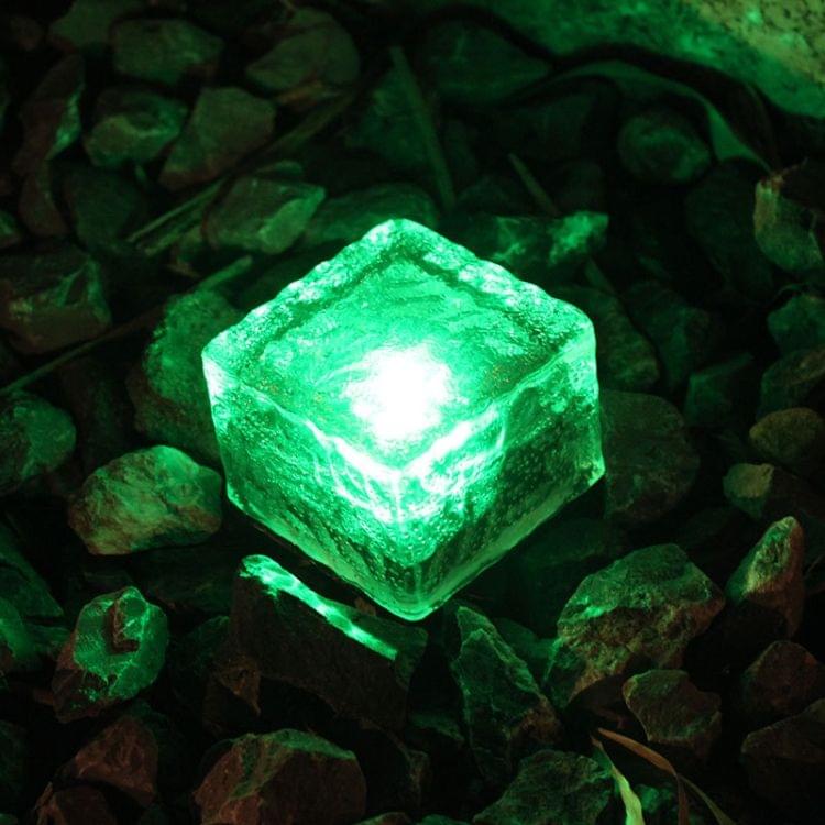 IP68 Waterproof Solar Powered Tempered Glass Outdoor LED Buried Light Garden Decoration Lamp with 0.2W Solar Panel(Green Light)