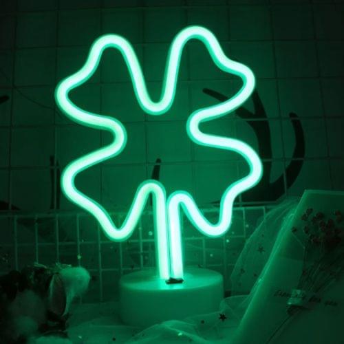Four-leaf Clover Romantic Neon LED Holiday Light with Holder