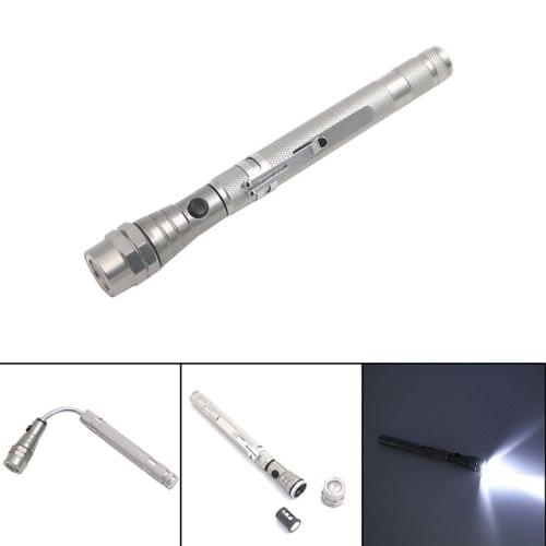 2 PCS 1W Flexible Magnet Camping Fishing Telescopic 360 Degrees Head Flashlight Outdoor Torch Magnetic Pick Up Tool Lamp(Silver)