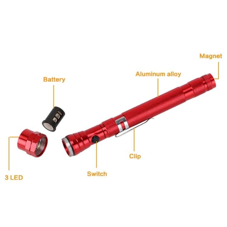 2 PCS 1W Flexible Magnet Camping Fishing Telescopic 360 Degrees Head Flashlight Outdoor Torch Magnetic Pick Up Tool Lamp(Silver)