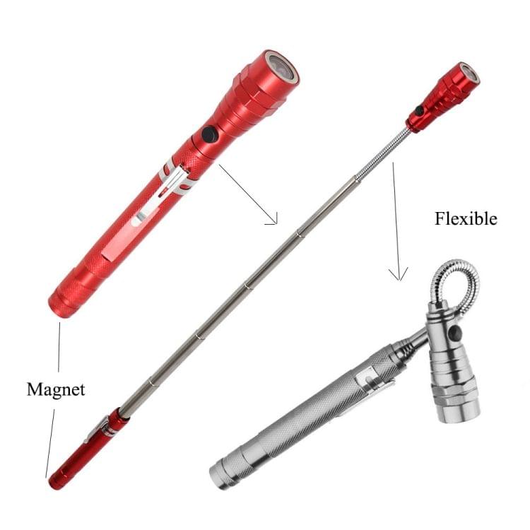 2 PCS 1W Flexible Magnet Camping Fishing Telescopic 360 Degrees Head Flashlight Outdoor Torch Magnetic Pick Up Tool Lamp(Silver)