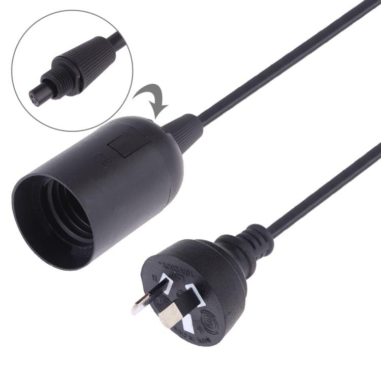 E27 Wire Cap Lamp Holder Chandelier Power Socket with 1.2m Extension Cable, AU Plug(Black)