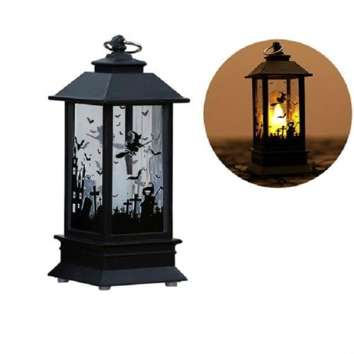 2 PCS Halloween Portable Simulation Flame Light Decoration Props Desktop Decoration(Broom Witch)