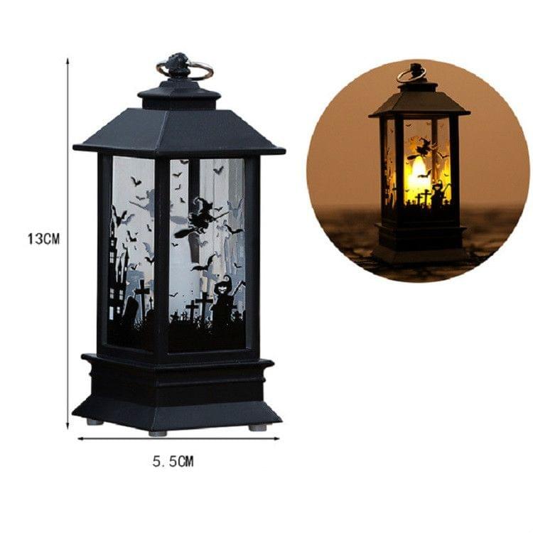 2 PCS Halloween Portable Simulation Flame Light Decoration Props Desktop Decoration(Broom Witch)