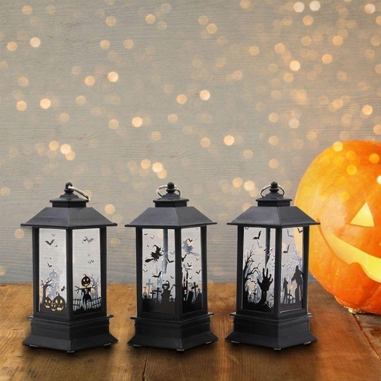2 PCS Halloween Portable Simulation Flame Light Decoration Props Desktop Decoration(Broom Witch)