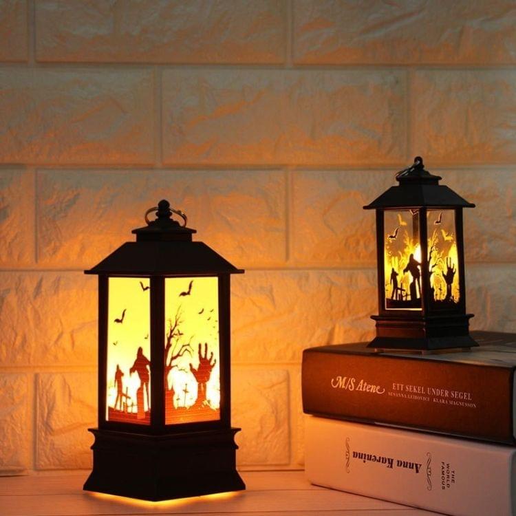 2 PCS Halloween Portable Simulation Flame Light Decoration Props Desktop Decoration(Broom Witch)