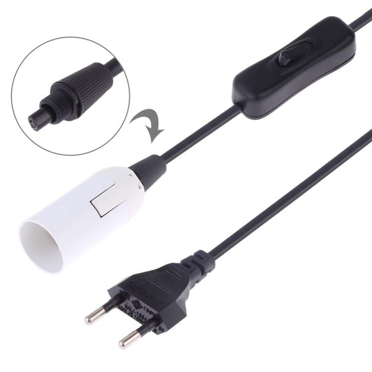E14 Wire Cap Switch Lamp Holder Chandelier Power Socket with 1.5m Extension Cable, EU Plug(White)