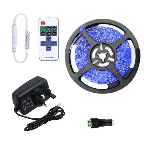 YWXLight Dimmable Light Strip Kit, 5m LED Ribbon, Non-Waterproof For Indoor , 11key Remote Control  LED Strip Lamp 300led UK Plug (Blue)