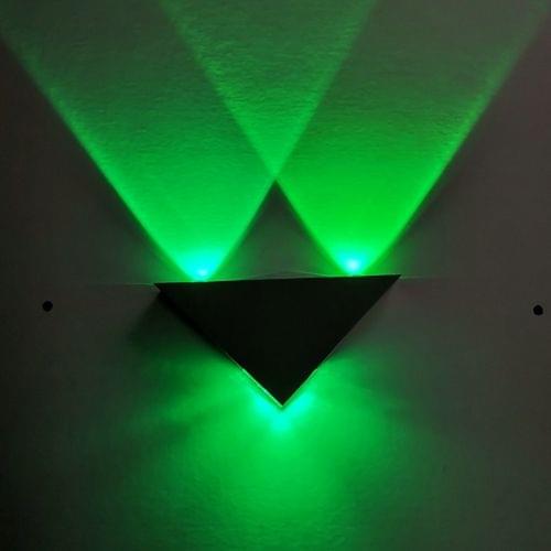 3W Aluminum Triangle Wall Lamp Home Lighting Indoor Outdoor Decoration Light, AC 85-265V(Green Light)