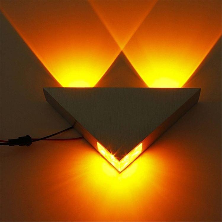 3W Aluminum Triangle Wall Lamp Home Lighting Indoor Outdoor Decoration Light, AC 85-265V(Warm White)