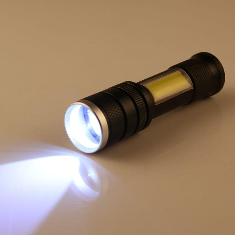 B02 10W Aluminum Alloy Zoom T6 + COB LED Flashlight with 4-Modes