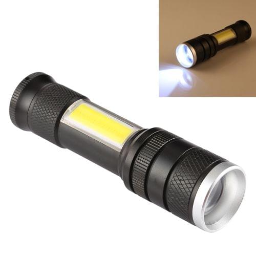B02 10W Aluminum Alloy Zoom T6 + COB LED Flashlight with 4-Modes