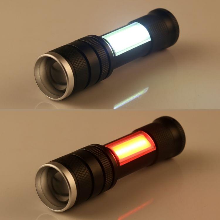 B02 10W Aluminum Alloy Zoom T6 + COB LED Flashlight with 4-Modes