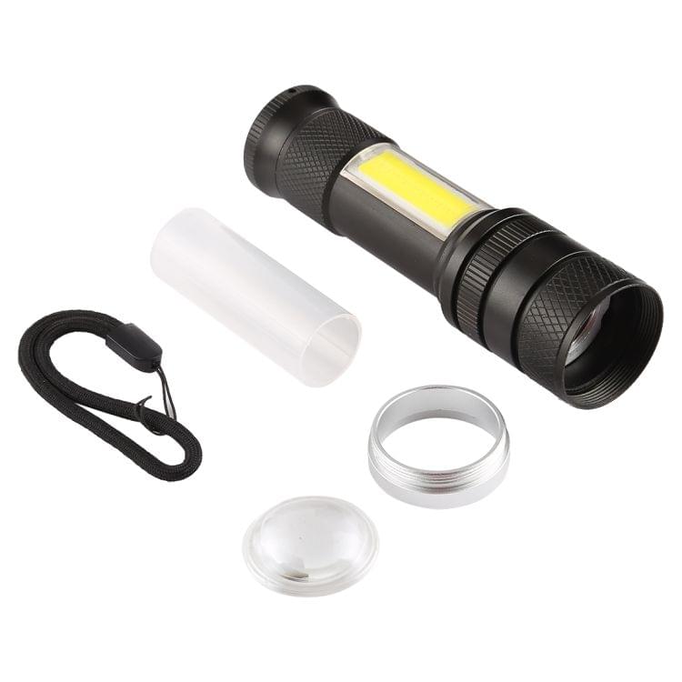 B02 10W Aluminum Alloy Zoom T6 + COB LED Flashlight with 4-Modes