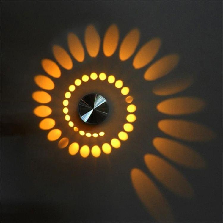 3W Modern Interior Creative Spiral Round Wall Lamp for Club, KTV, Corridor, Aisle, Background Wall Decoration Lamp Recessed In(Red Light)