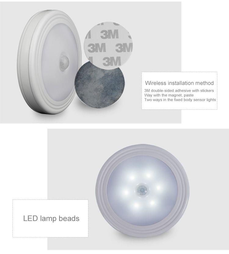 0.3W White Light Round Shape LED PIR Sensor Light