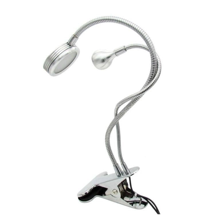 3W Creative Dimmable Double-head Clip Design LED Table Lamp, Color:Small Head Purple Light + Big Head White Light