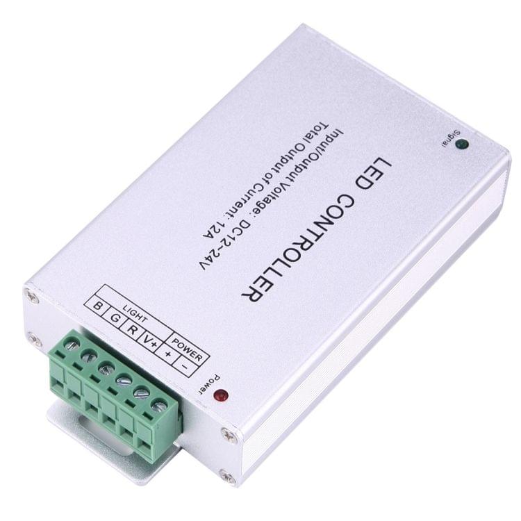 Three Channels IR LED Aluminum Casing Remote Controller with IR Remote Control, DC 12-24V, 3 x 4A (Max)