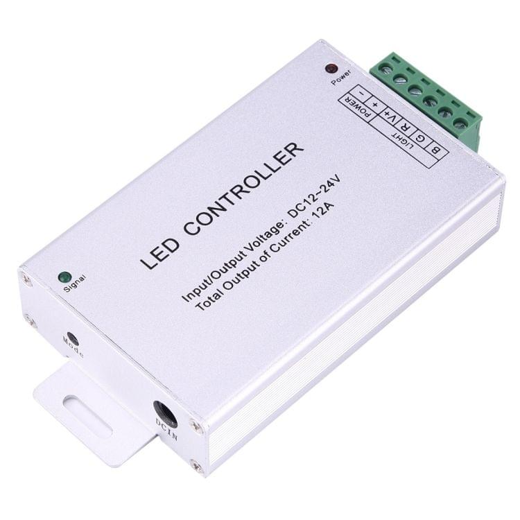 Three Channels IR LED Aluminum Casing Remote Controller with IR Remote Control, DC 12-24V, 3 x 4A (Max)