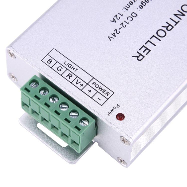 Three Channels IR LED Aluminum Casing Remote Controller with IR Remote Control, DC 12-24V, 3 x 4A (Max)