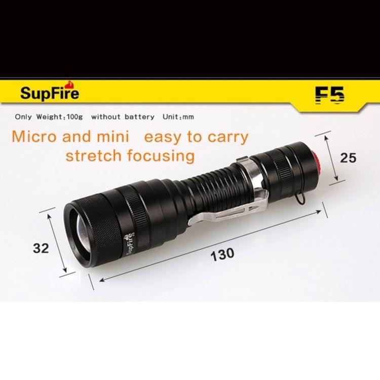 SupFire F5 CREE XML-2(T6) 10W IP67 Waterproof Strong Zoom LED Flashlight