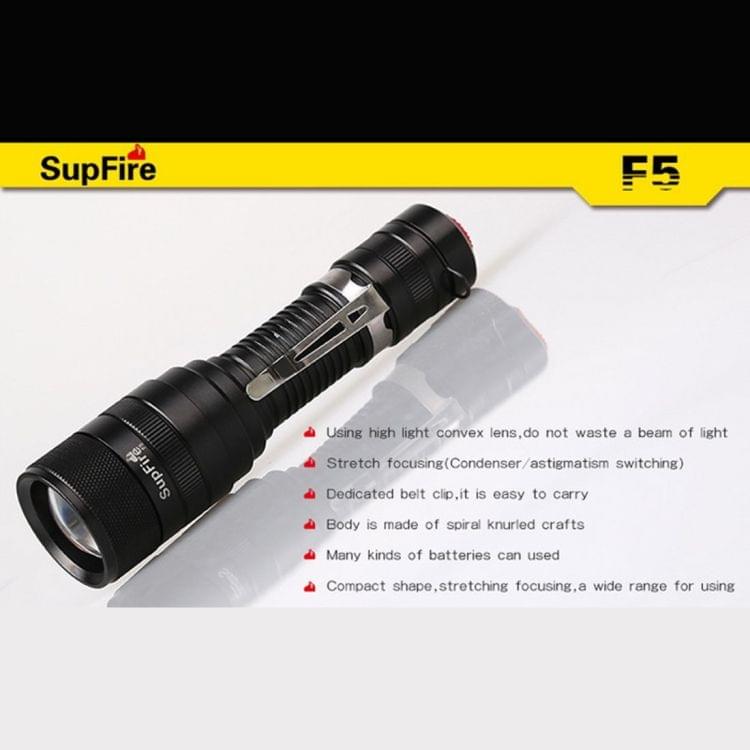 SupFire F5 CREE XML-2(T6) 10W IP67 Waterproof Strong Zoom LED Flashlight