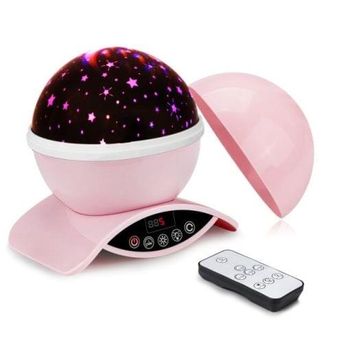 LED Night Light Rotating Remote Control Star Projector Moon Lights gifts for women party Kid Baby Children Lamp(pink)