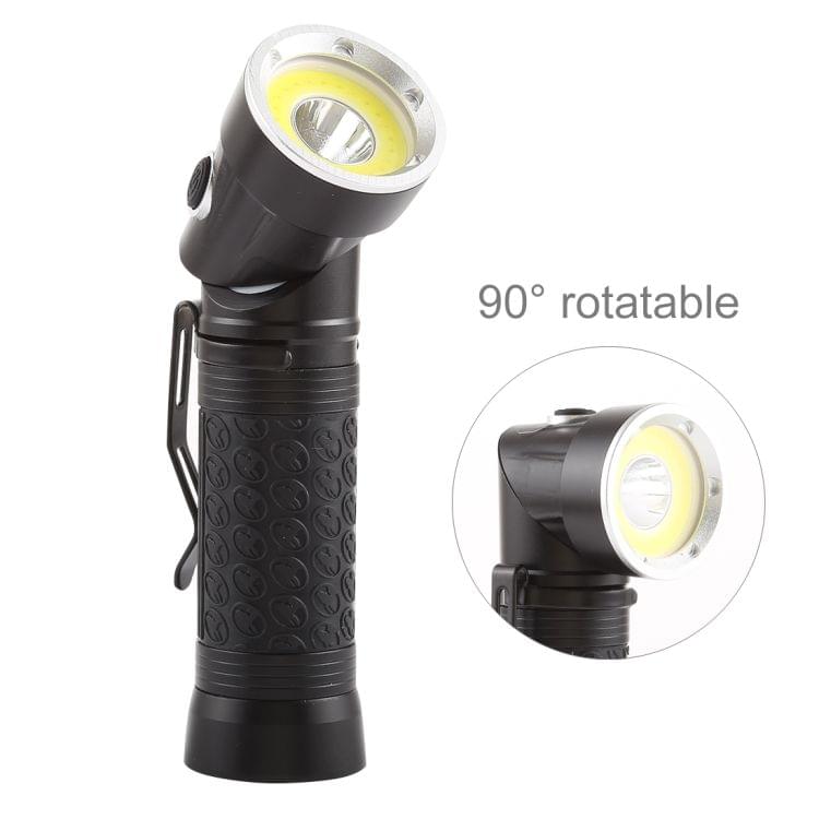 10W 300LM XML-T6 + COB IPX5 Waterproof Strong LED Flashlight with 90 Degrees Rotatable Head & 4-Modes