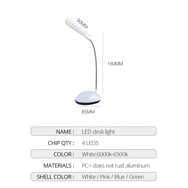 2 PCS Flexible Adjustable Portable Bedroom Reading Desk Lamp LED Night Light for Children(Pink)