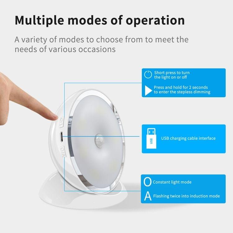 Creative Rechargeable LED Human Body Induction Smart Light for Room Bathroom Corridor Wardrobe(Yellow)