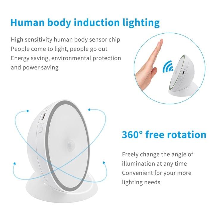 Creative Rechargeable LED Human Body Induction Smart Light for Room Bathroom Corridor Wardrobe(Yellow)