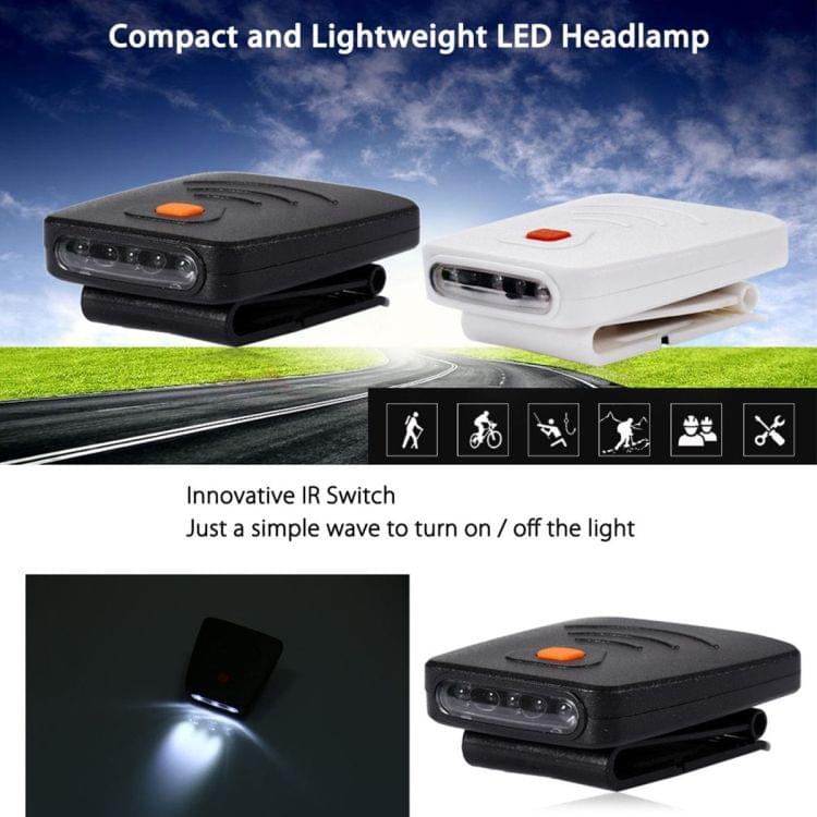 YouOKLight 3 LED Sensing Clip-On Cap Hat Light Rechargeable Headlight Headlamp Mini Lamp Camping Hiking Fishing（Black)