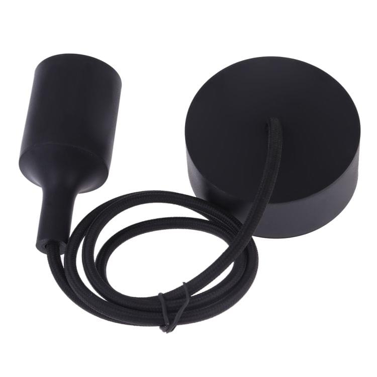 E27 Lamp Holder DIY Ceiling Chandelier Light Bulbs Screw Silicone Base Socket, Cable Length: 1m (Black)