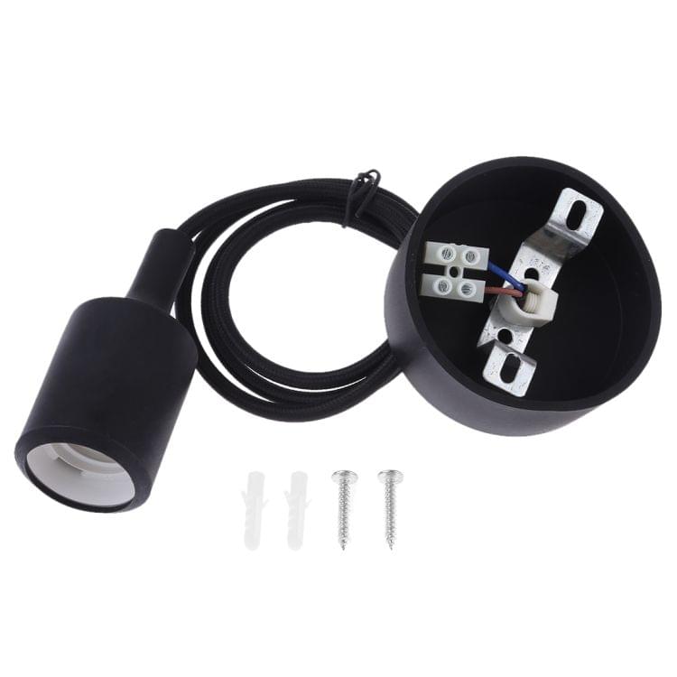 E27 Lamp Holder DIY Ceiling Chandelier Light Bulbs Screw Silicone Base Socket, Cable Length: 1m (Black)