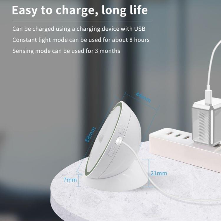 Creative Rechargeable LED Human Body Induction Smart Light for Room Bathroom Corridor Wardrobe(White)