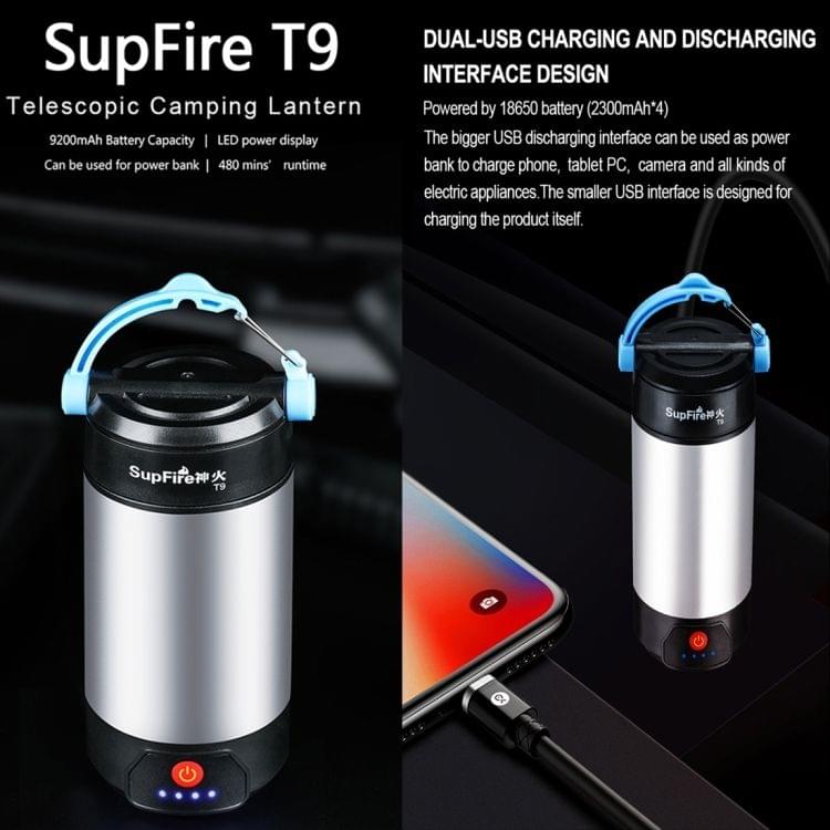 SupFire T9 8W SMD 2835 IP64 Waterproof Telescopic Camping Lantern Light