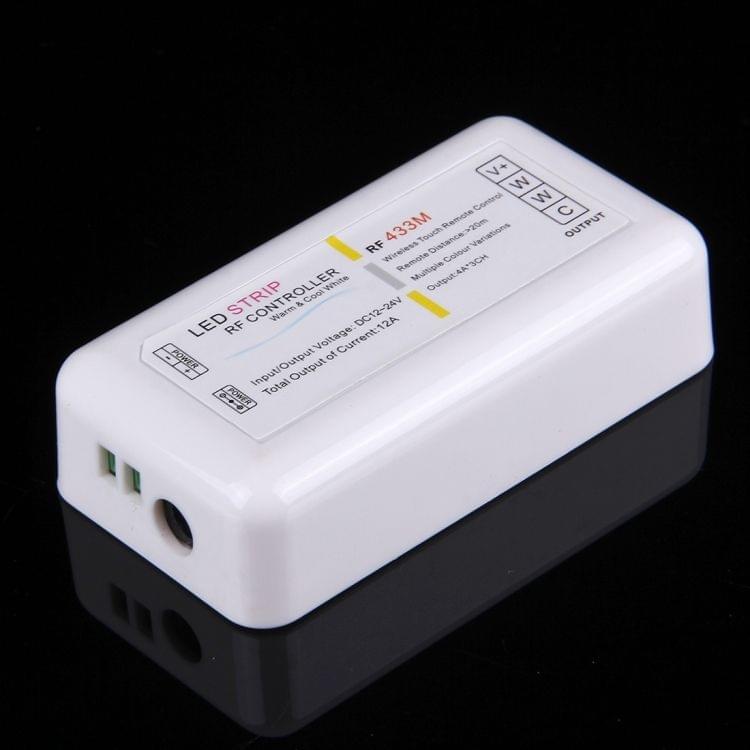 S202 Dual Channels 433MHz RF Wireless LED Strip Controller with Wall Mount, Half-touch, 5 Keys, Voltage: DC 12-24V