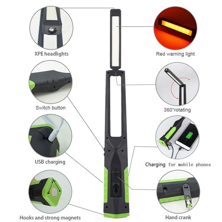COB-12 USB Charging XPE + SMD Strong LED Flashlight Work Lamp with 5-Modes