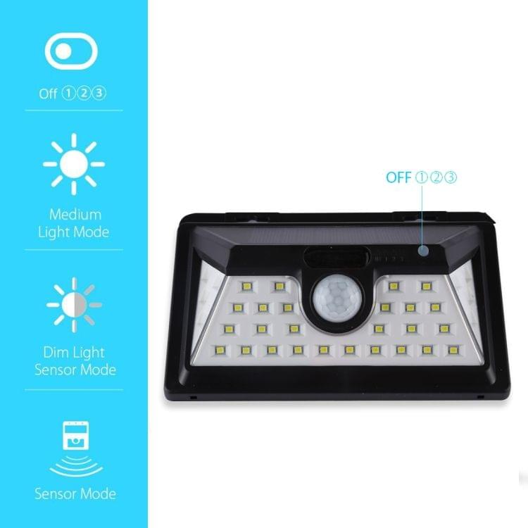 34 LEDs White Light IP65 Waterproof PIR Motion Sensor Solar Light