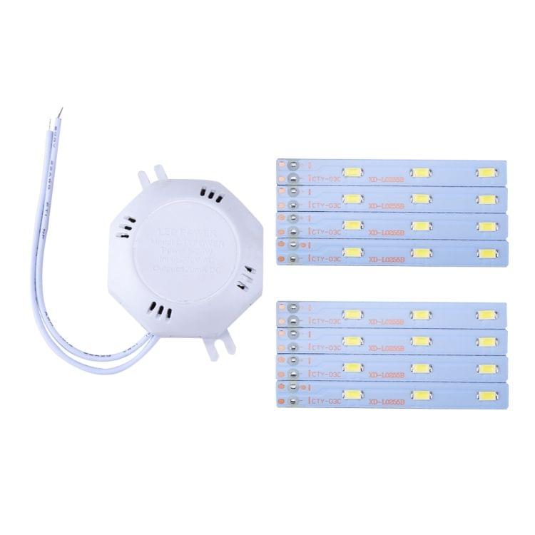 12W 24 LEDs SMD 5730 White Light LED Module Ceiling Replace Lamp Transformation Board Patch Light Source with Driver, AC 220V